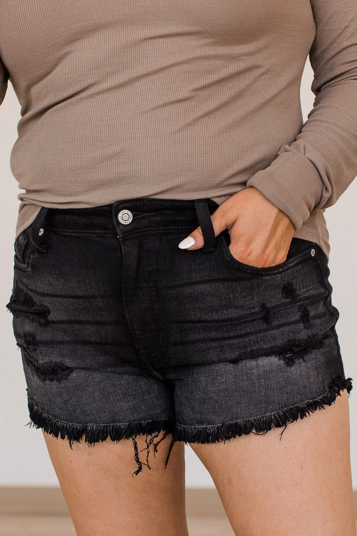 Eunina Distressed Denim Shorts- Bridgette Wash