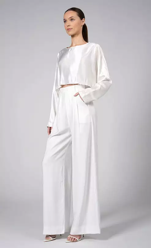 Fabi Wide Leg Pant in White