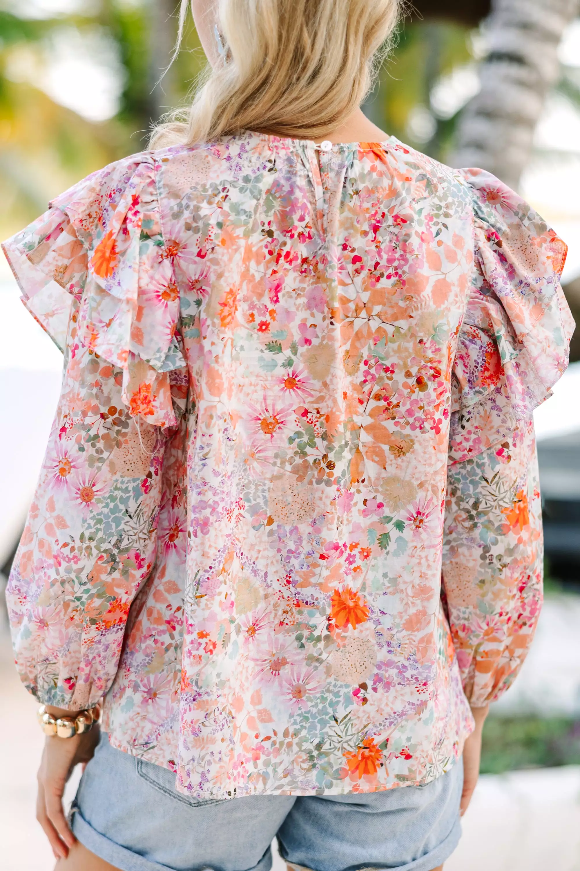 Feeling At Peace Pink Ditsy Floral Blouse