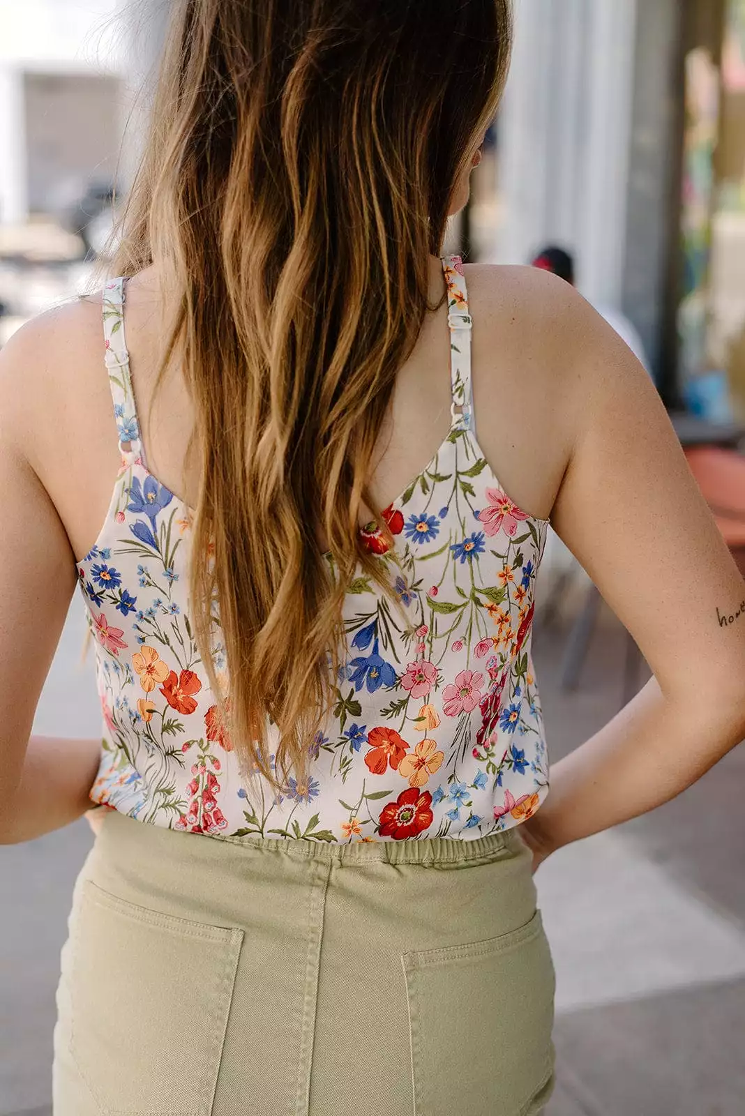 Floral Double Strap Satin Cami