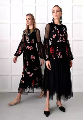 Floral Embroidered Chiffon Blouse