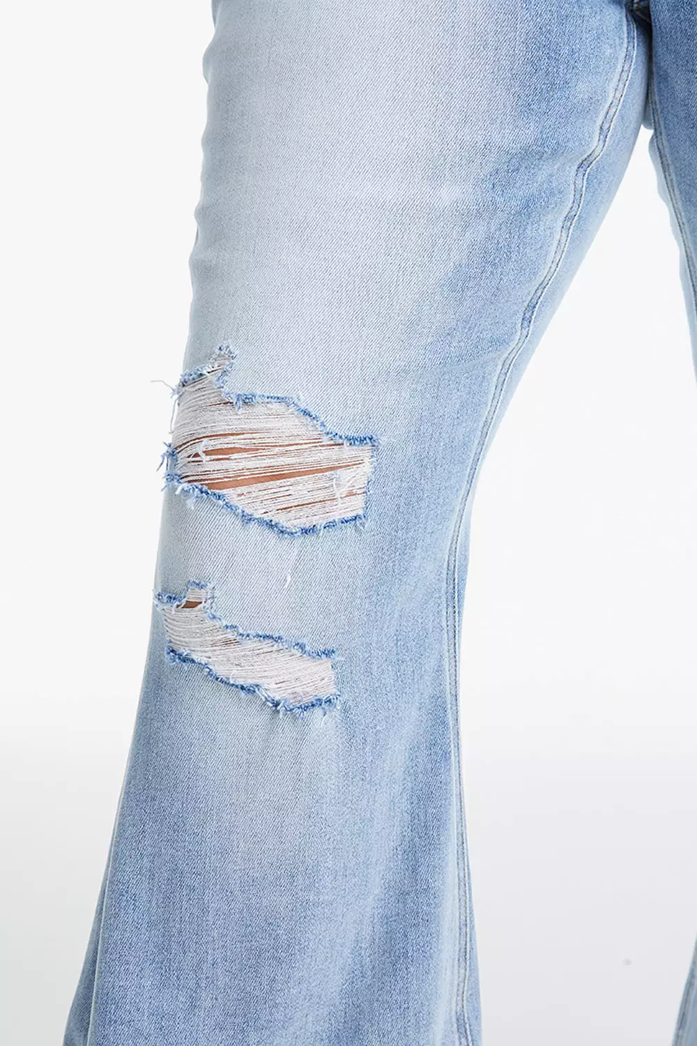 Full Size Distressed Raw Hem High Waist Flare Jeans