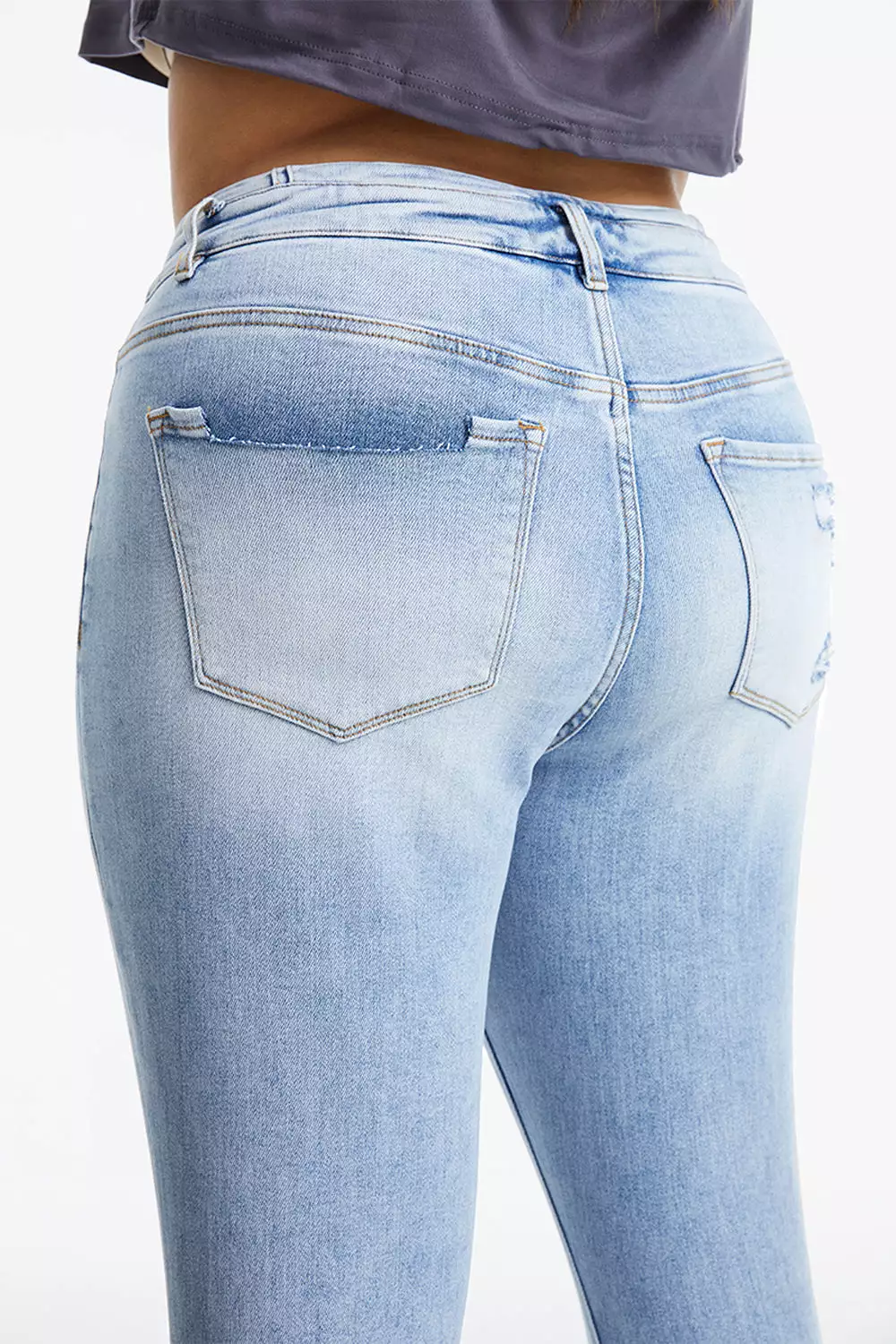 Full Size Distressed Raw Hem High Waist Flare Jeans