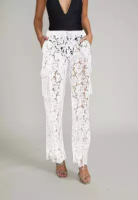 Generation Love - Palmer Lace Cargo Pant - White