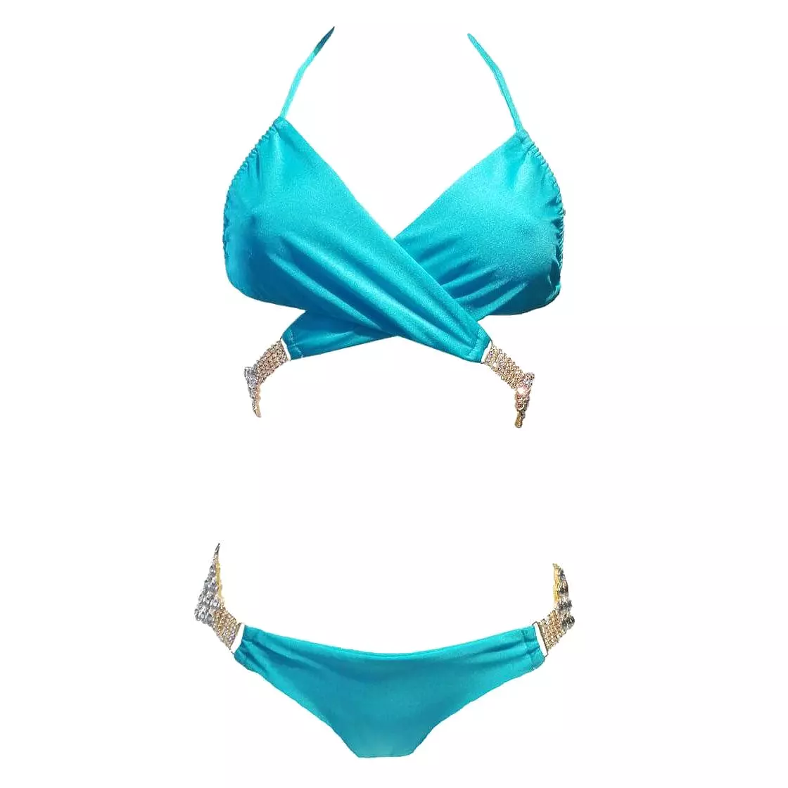 Gina Wrap Top & Skimpy Bottom - Turquoise