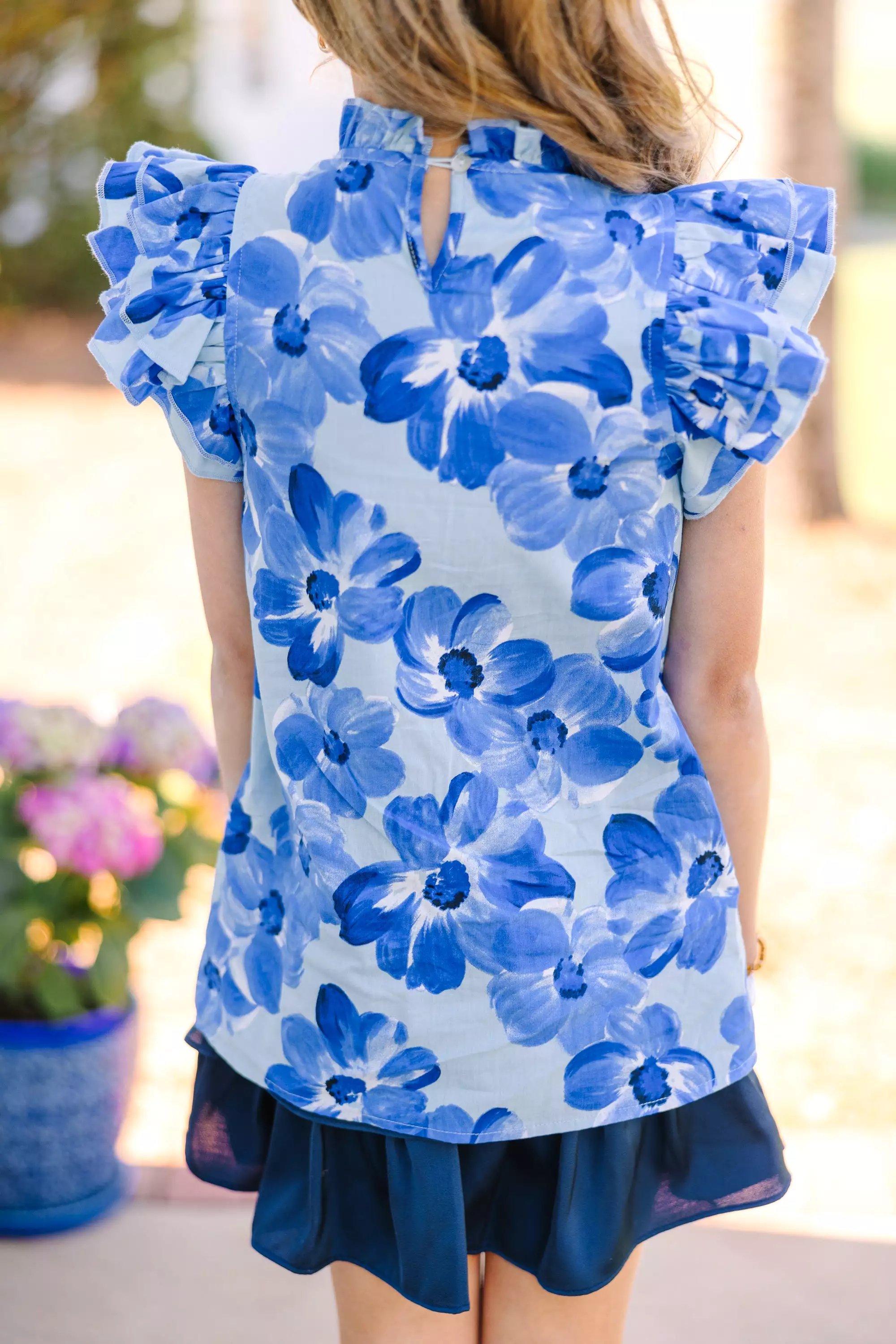 Girls: A True Beauty Blue Floral Blouse