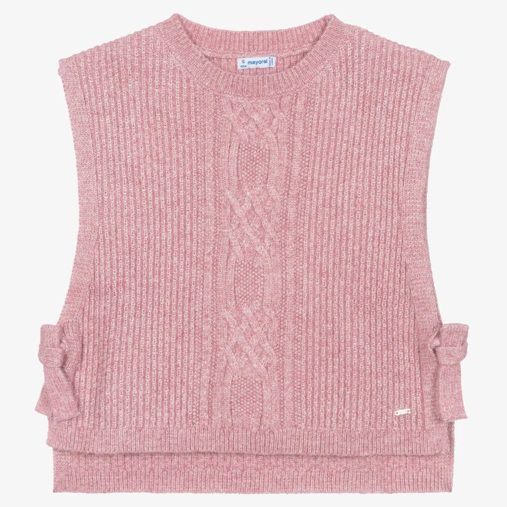 Girls Pink Knitted Sweater Vest