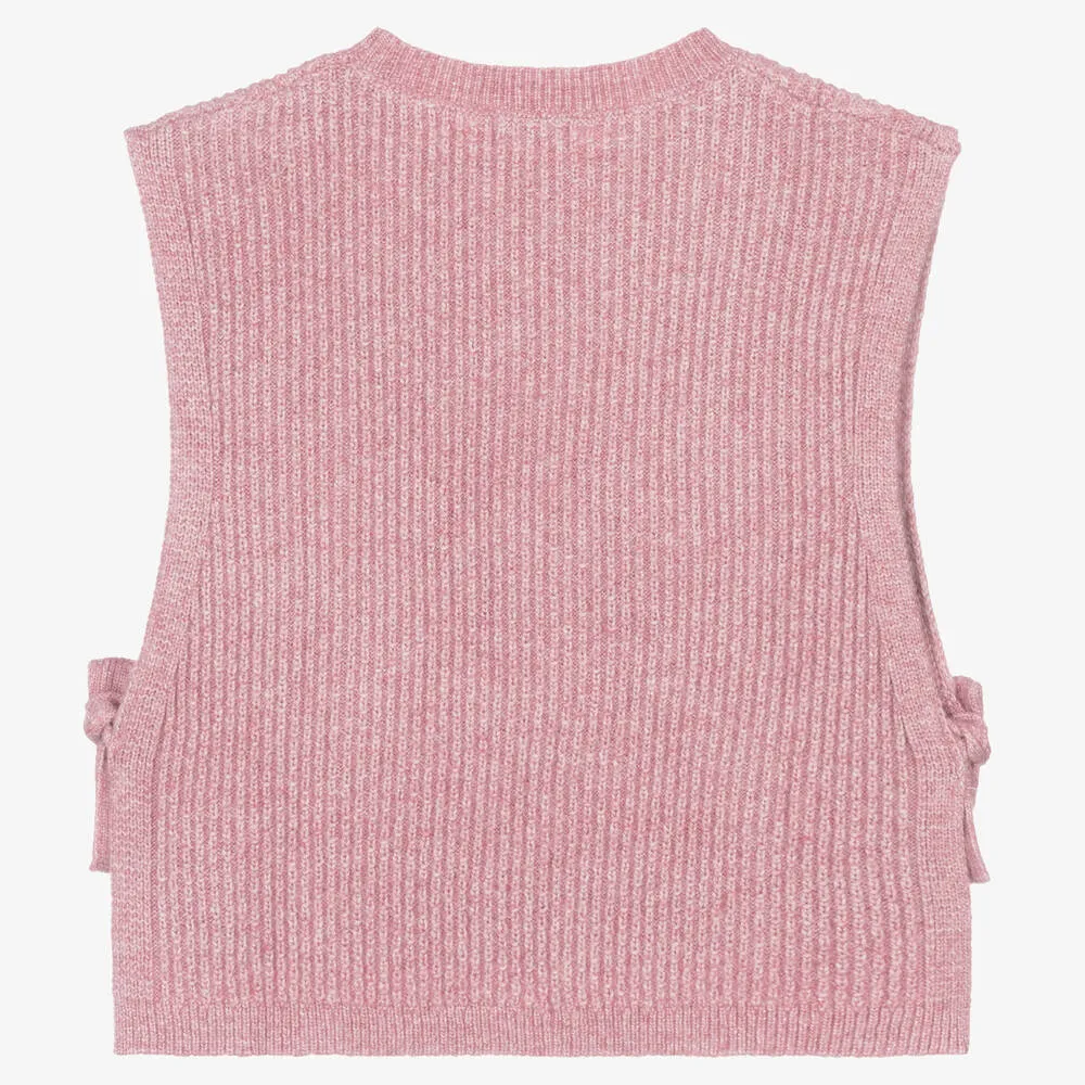 Girls Pink Knitted Sweater Vest