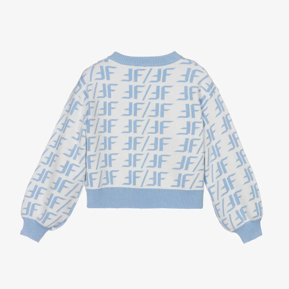 Girls White & Blue Sweater