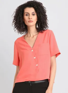 Half Sleeved Top With Button Detailing