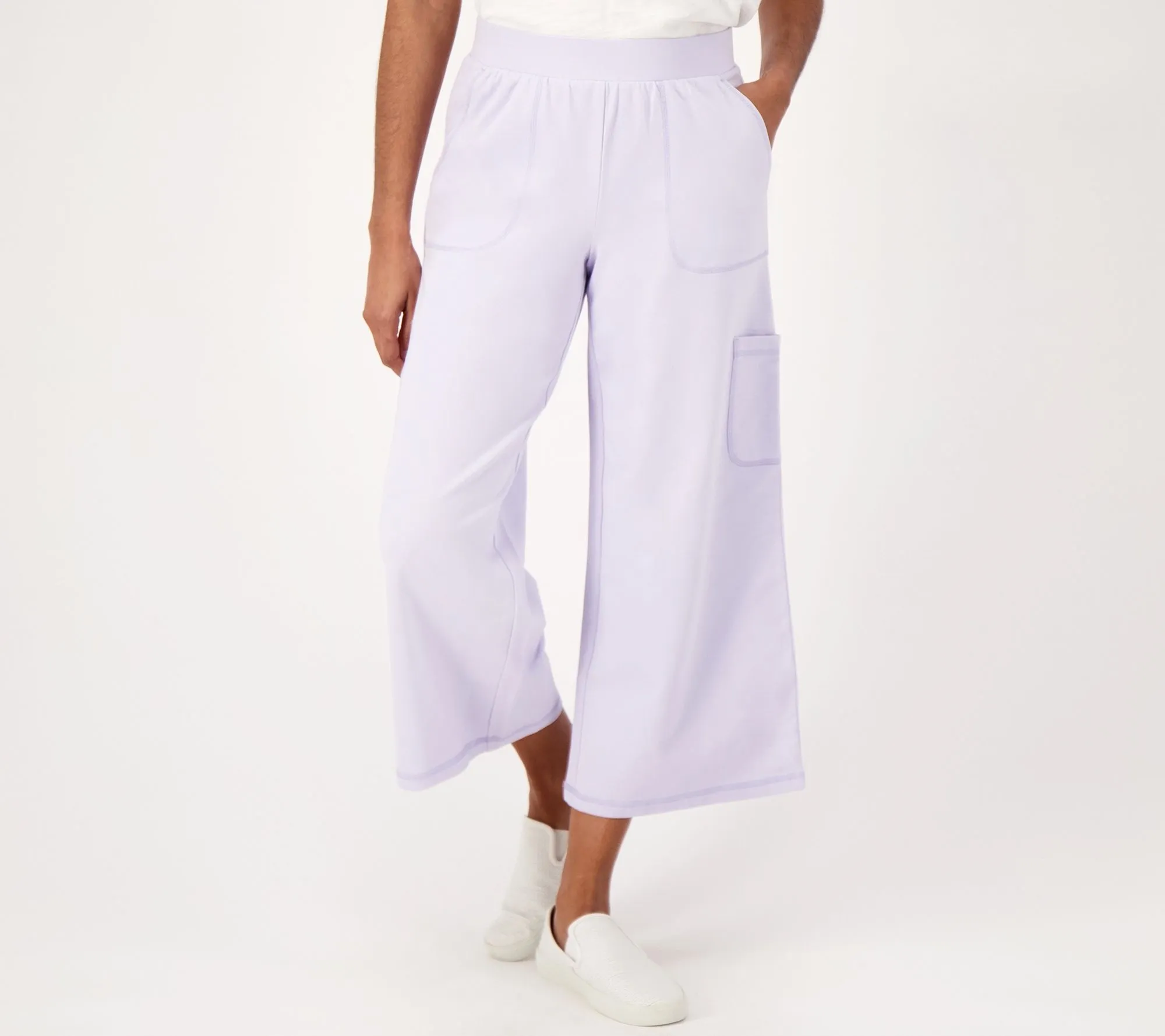 Isaac Mizrahi Live! Soho Petite French Terry Cargo Crop Pants