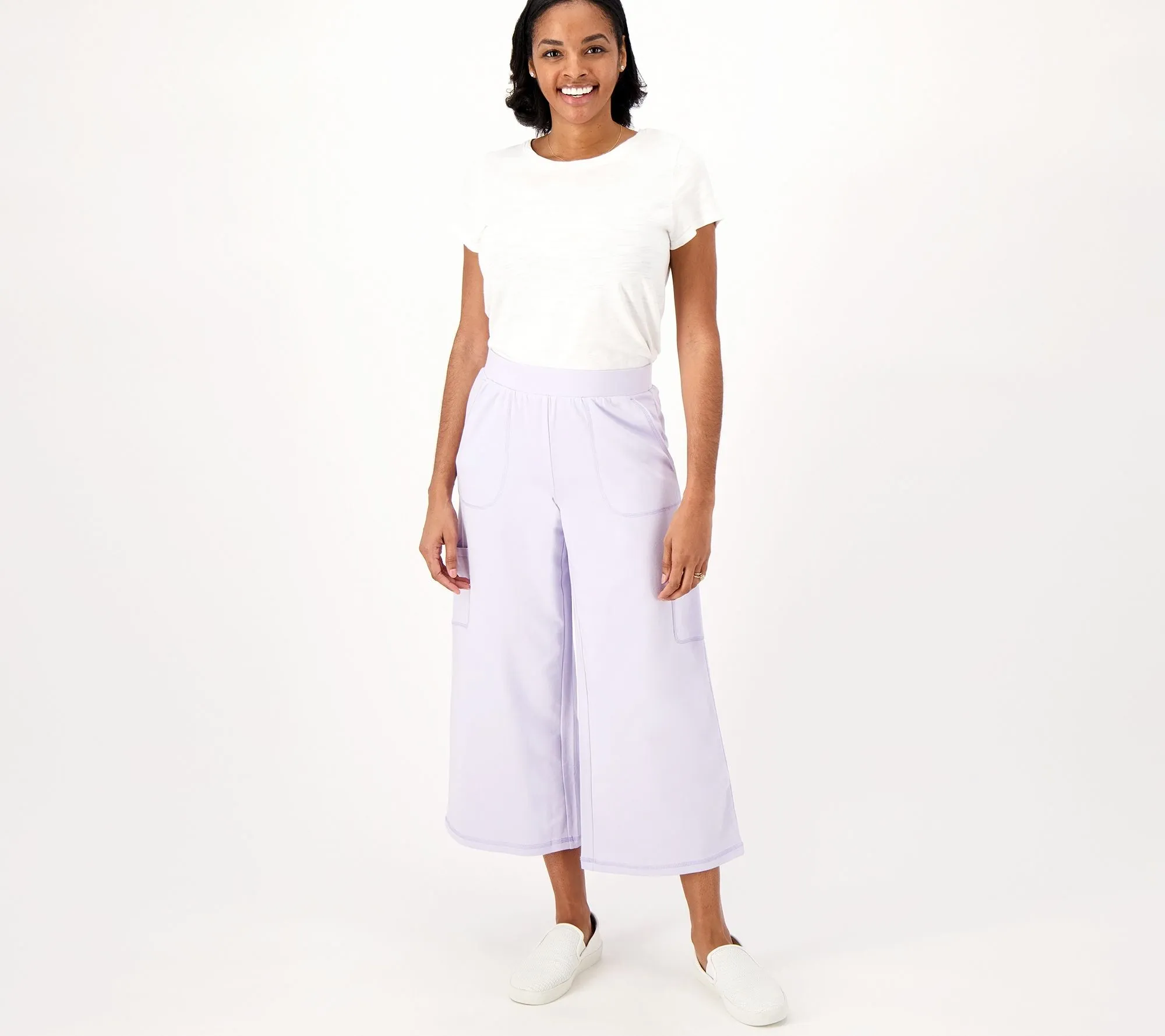 Isaac Mizrahi Live! Soho Petite French Terry Cargo Crop Pants