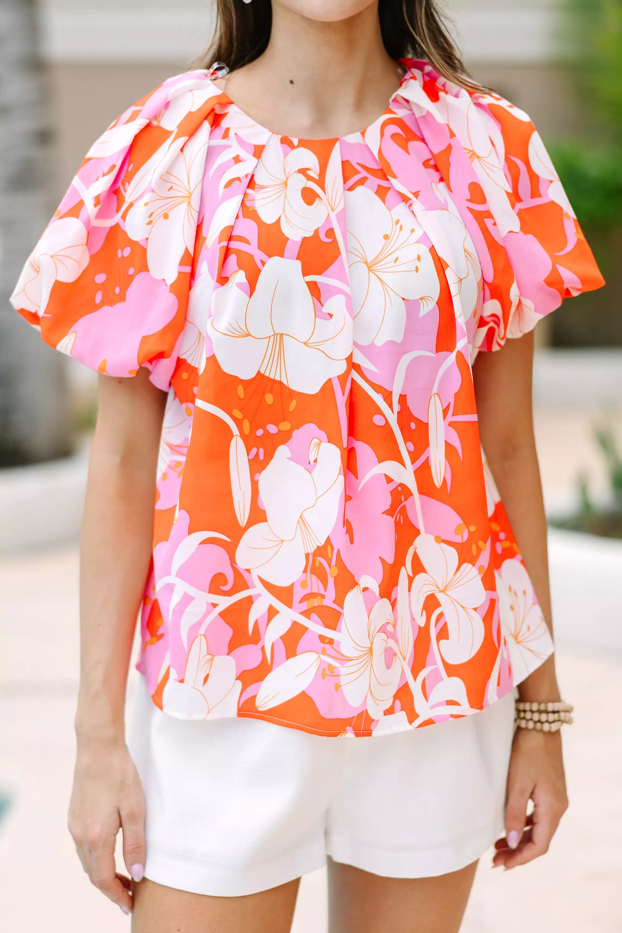 It's All For You Pink Tropical Floral Blouse