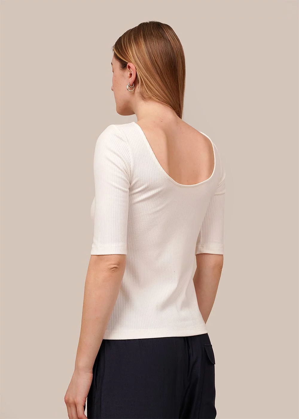 Ivory Scoop Back Ribbed Top