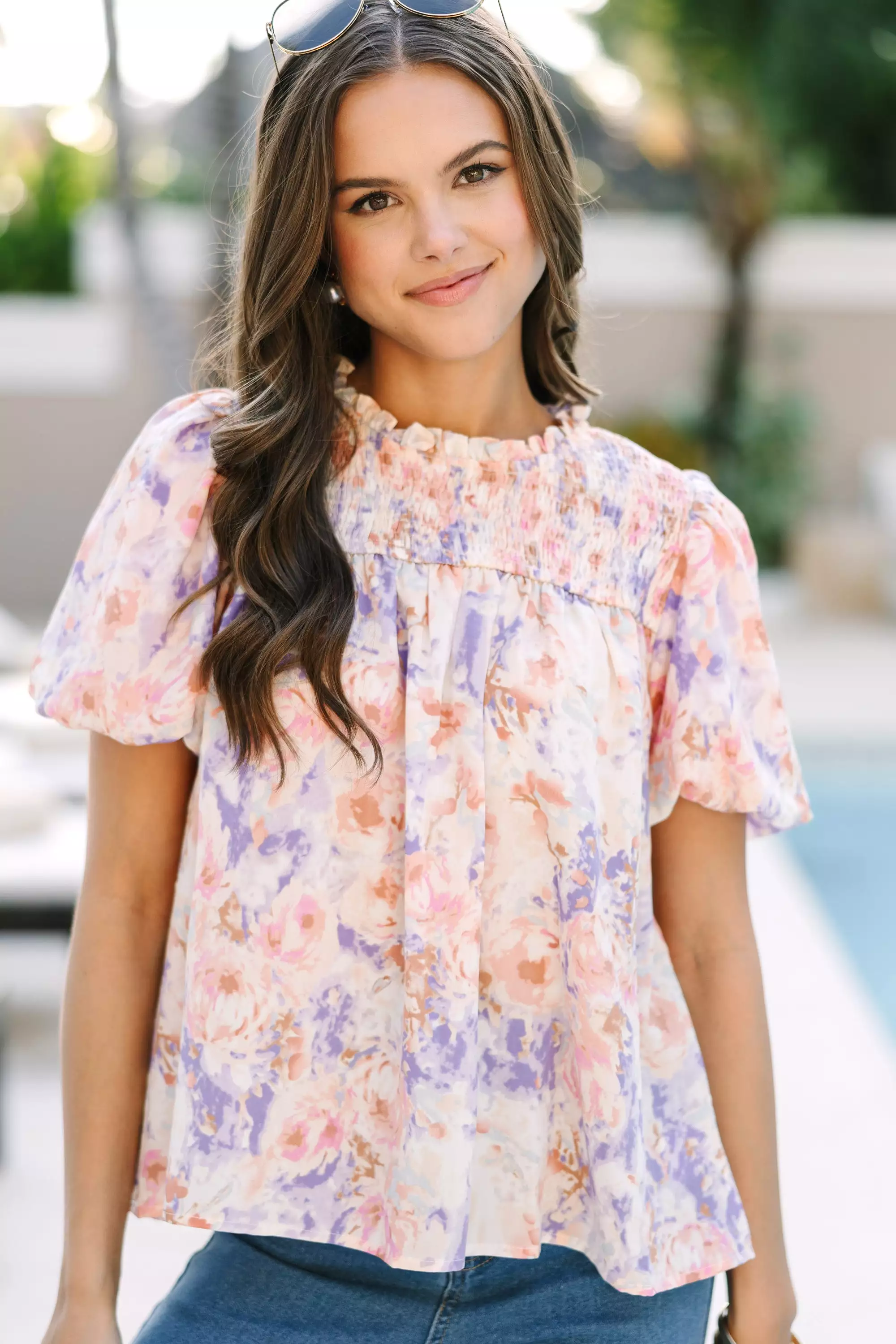 Just My Type Blush Pink Floral Blouse