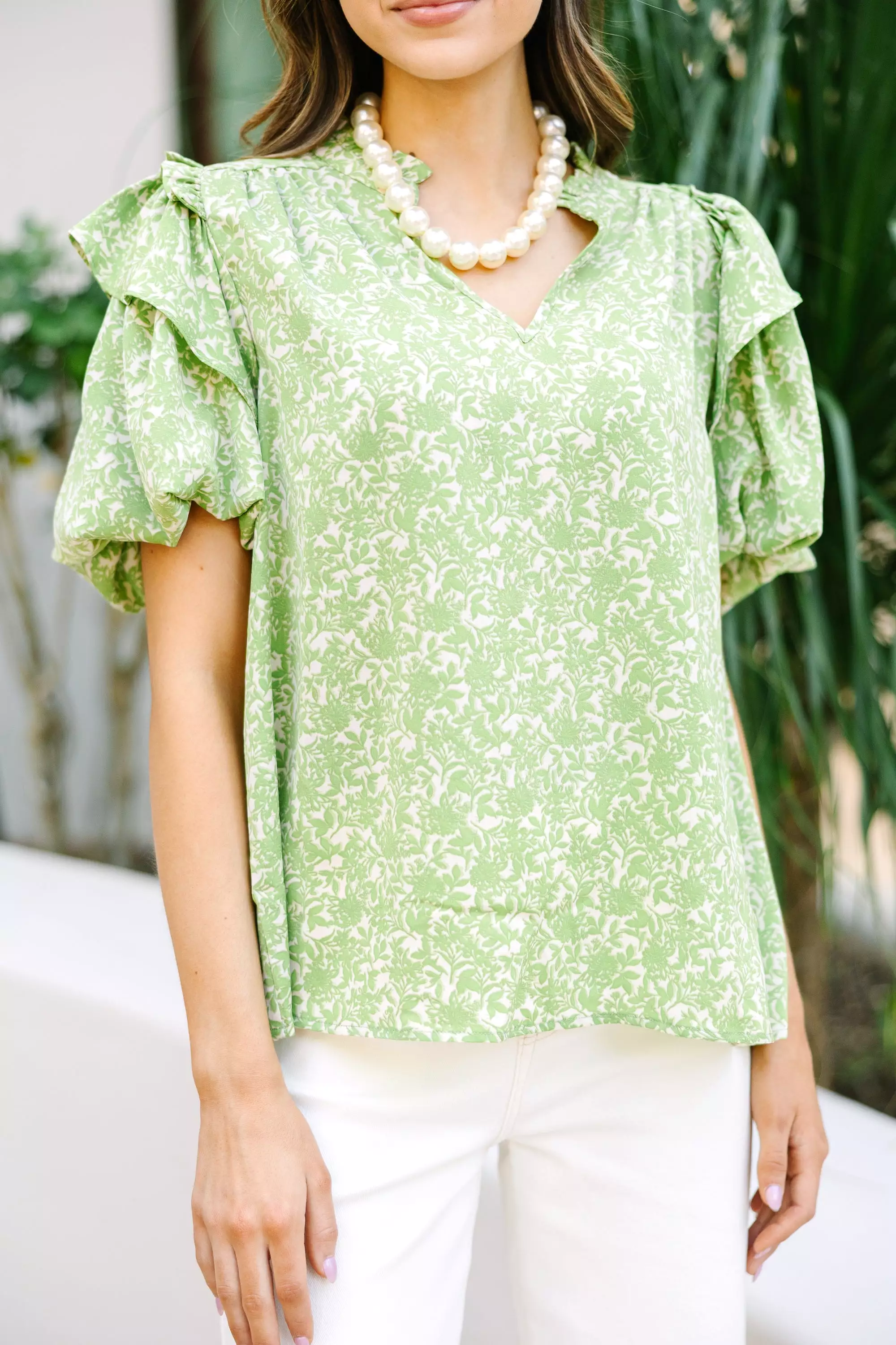 Just What You Thought Green Floral Blouse