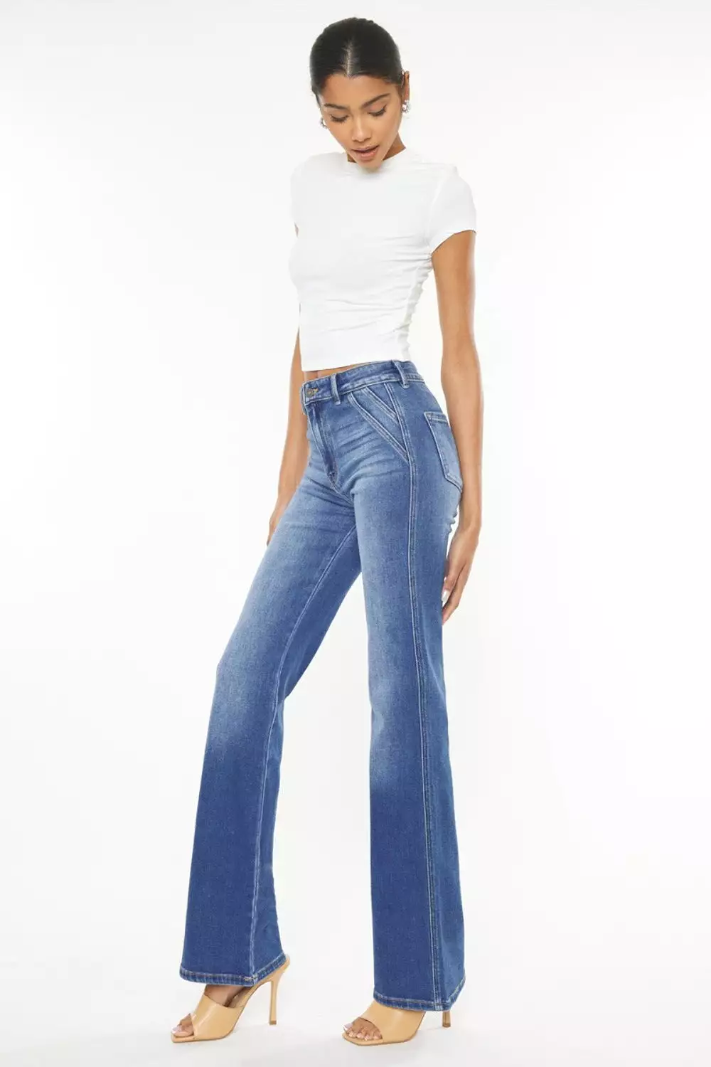 Kancan Ultra High Waist Gradient Flare Jeans