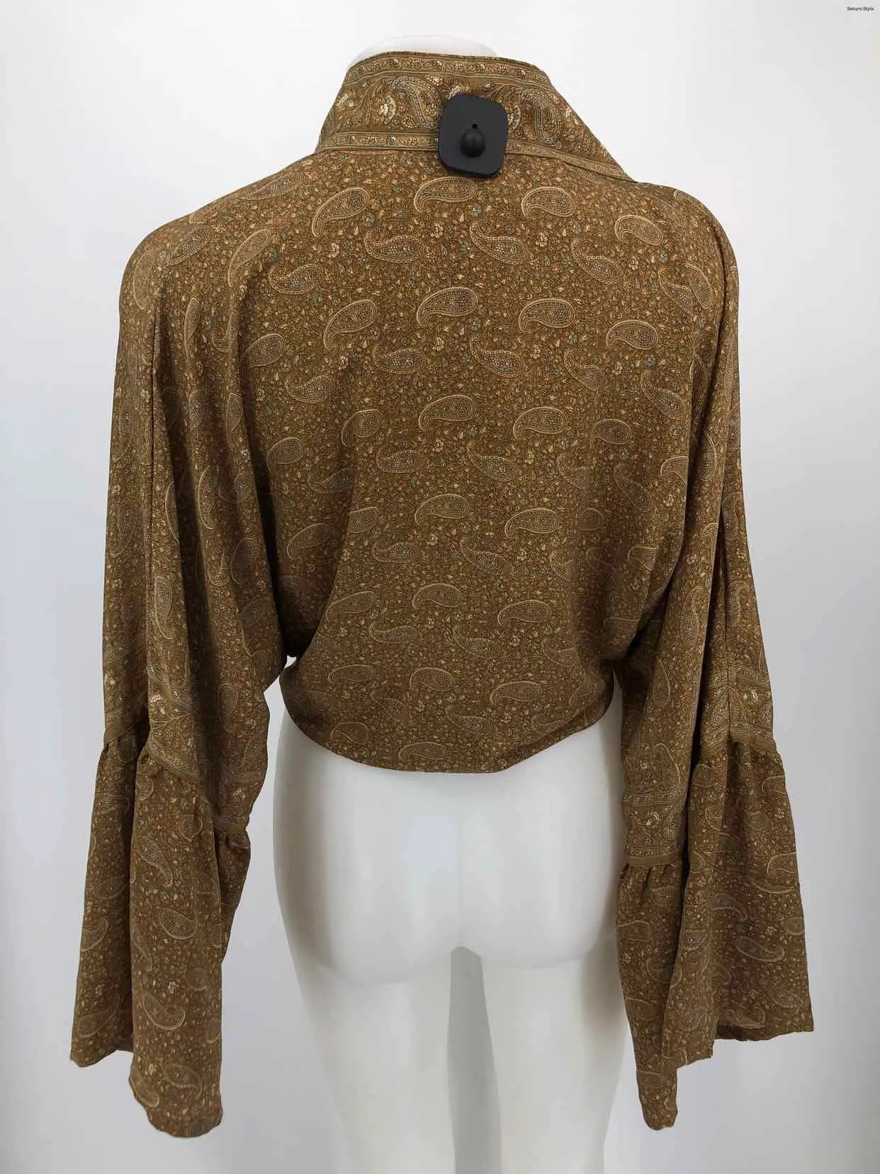 KANTHA BAE Tan Multi Print Wrap Size MEDIUM (M) Top