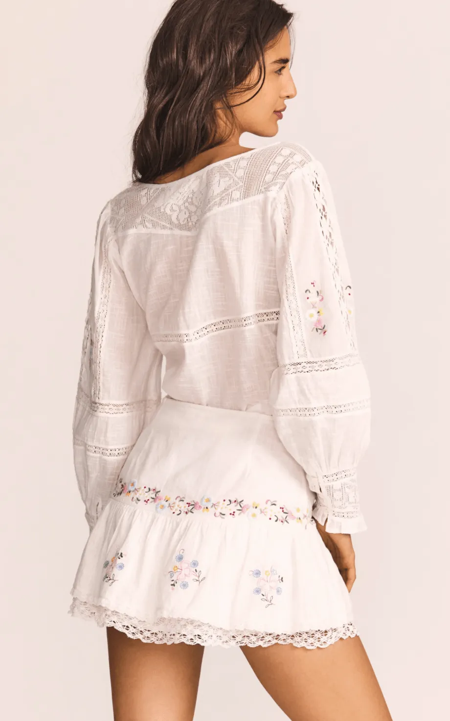 Leila Embroidered Lace Trimmed Blouse