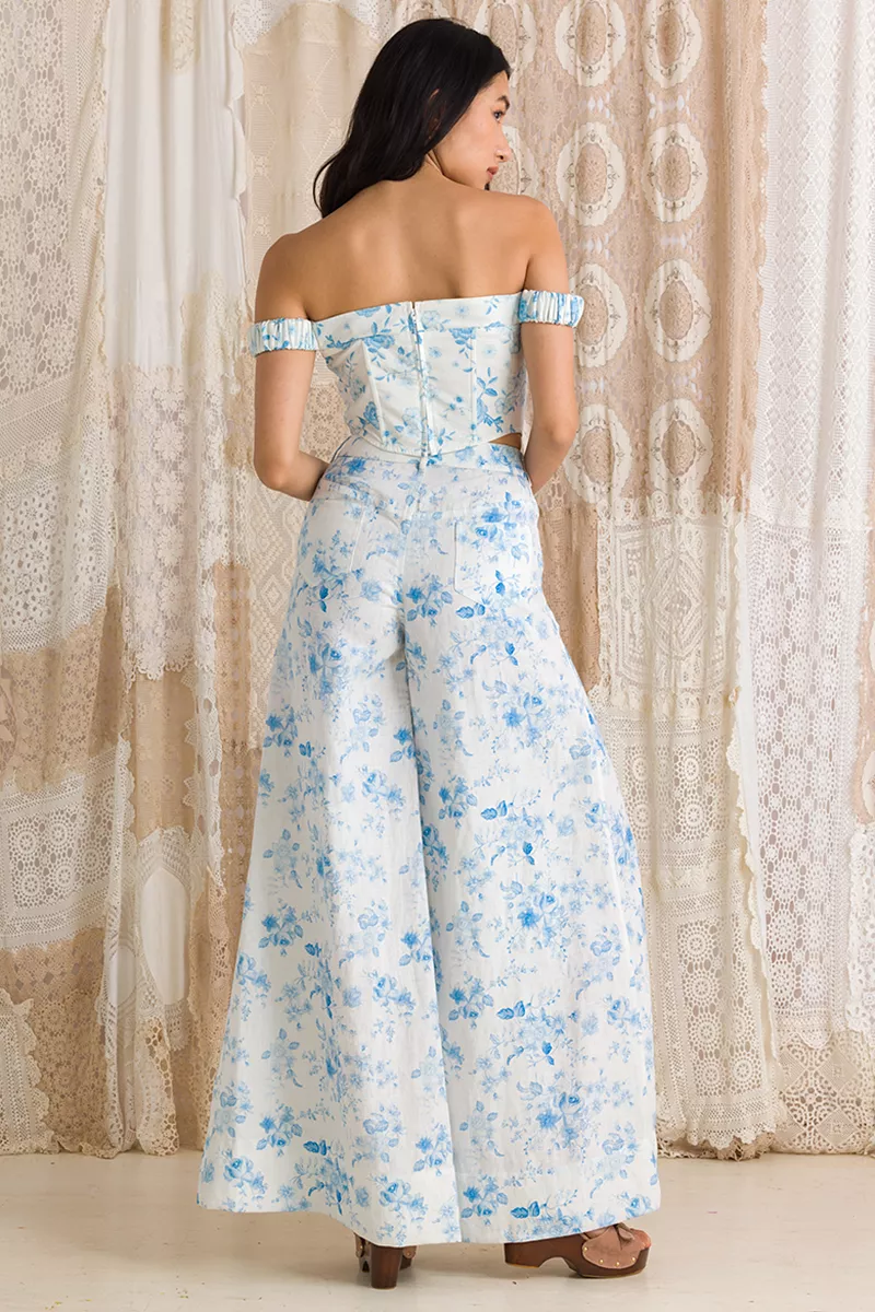 Little Milk Jug Wide Leg Pant - Cornflower Blue