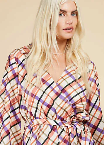 Little Mistress Check Wrap Top | Grattan