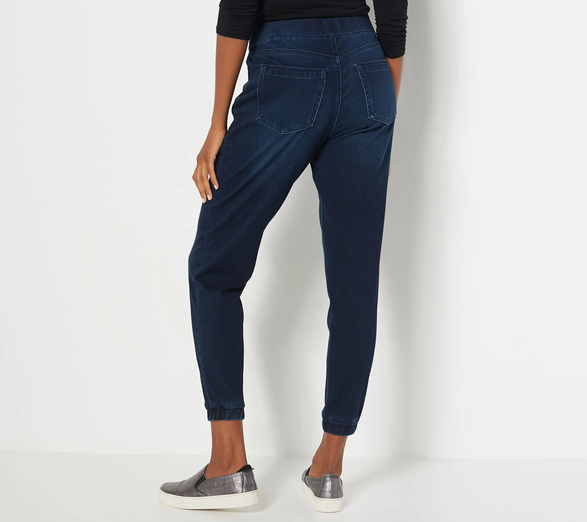 LOGO by Lori Goldstein Regular Knit Denim Pull-On Jogger Pants