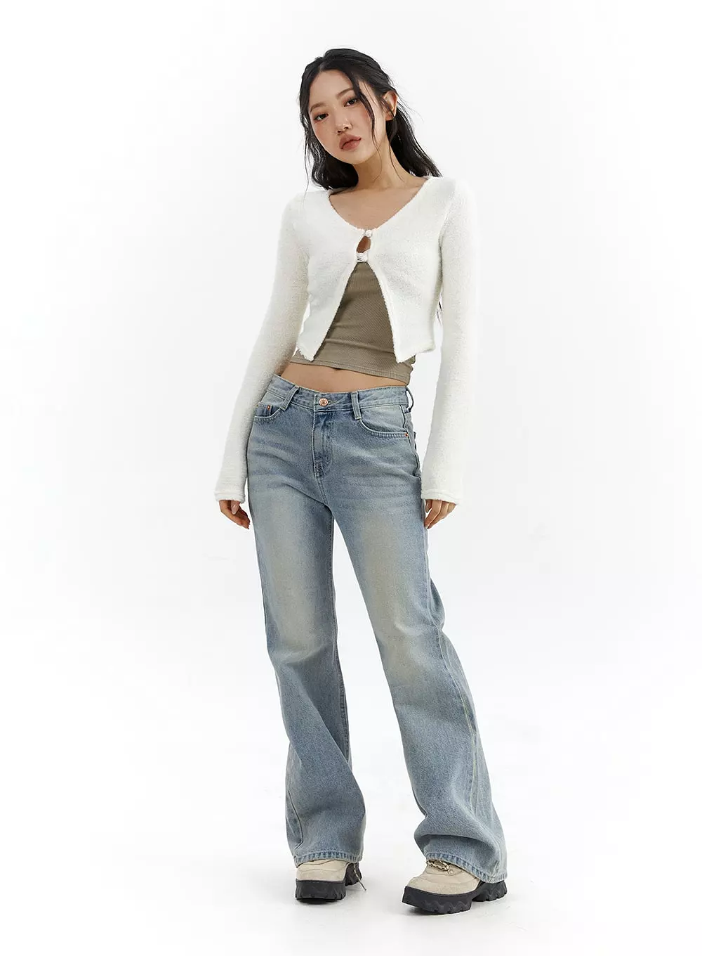 Low Waist Cargo Flare Jeans CJ423