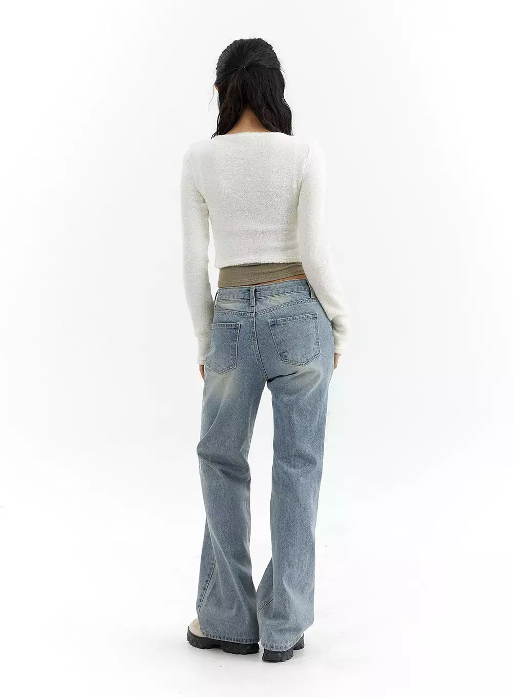 Low Waist Cargo Flare Jeans CJ423