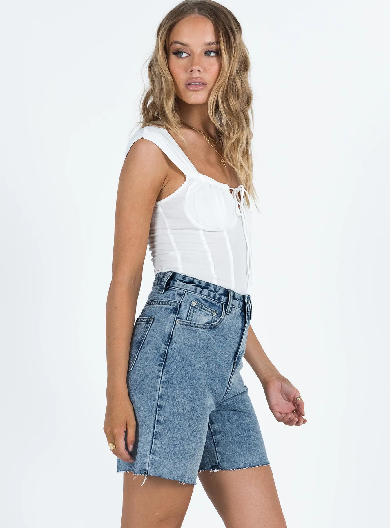 Lyndsey Longline Denim Shorts