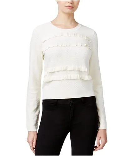 Maison Jules Womens Ruffled Knit Sweater