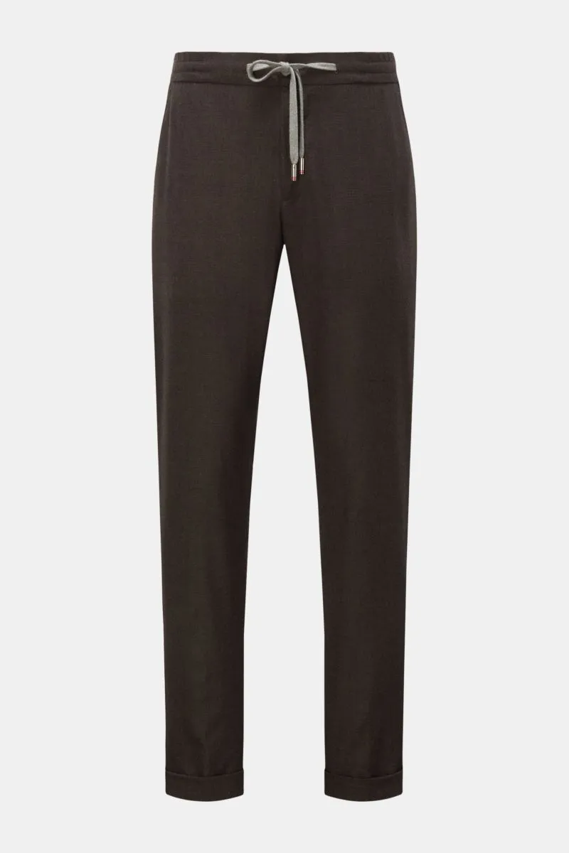 MARCO PESCAROLO cashmere jogger pants 'Caracciolo' dark brown/black checked