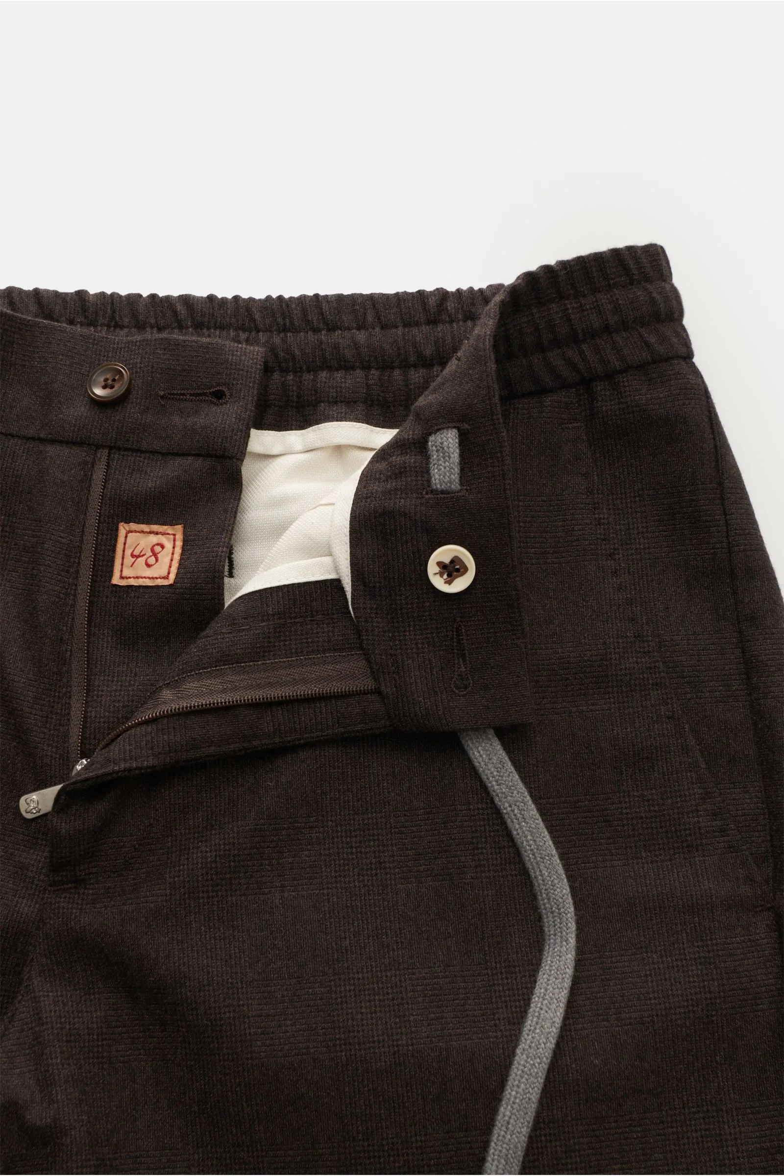 MARCO PESCAROLO cashmere jogger pants 'Caracciolo' dark brown/black checked