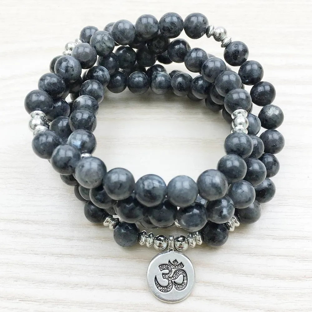 Men's Trendy Top Design Labradorite Wrap Handmade Mala Yoga Bracelet