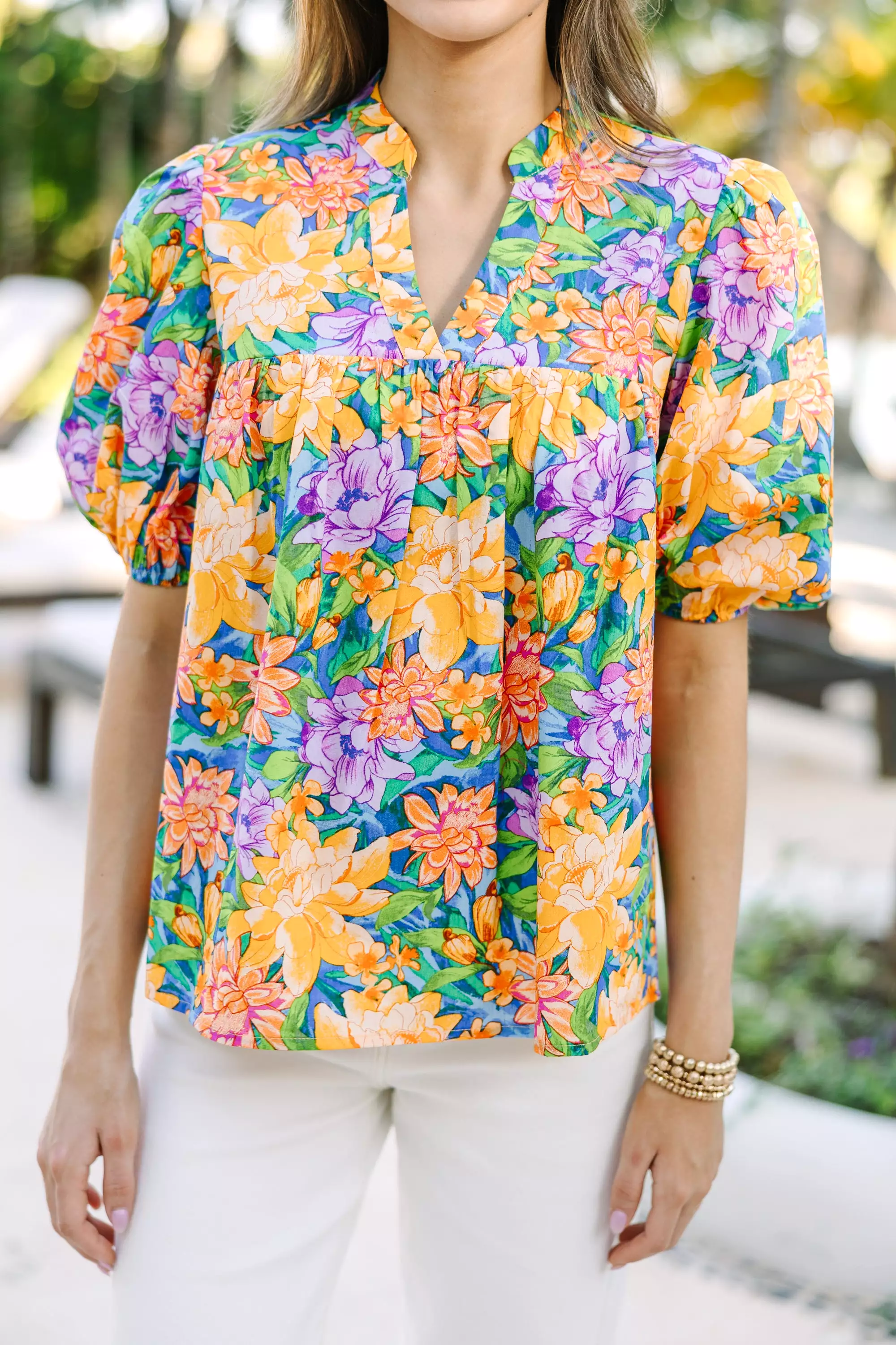 Moving Forward Blue Floral Blouse