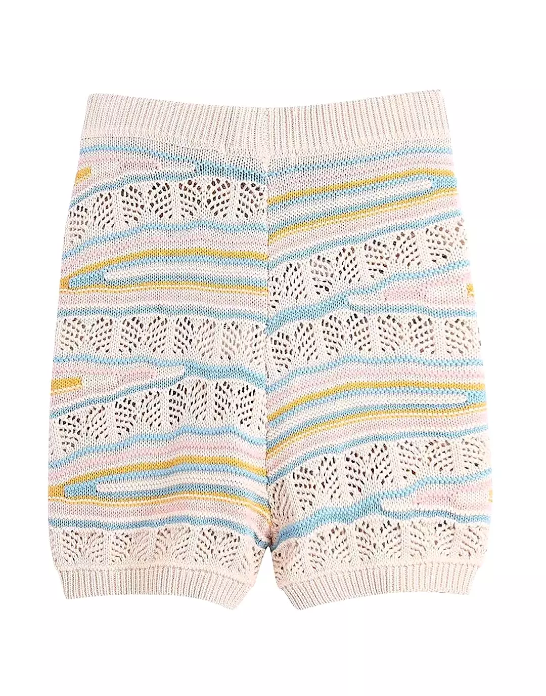 Multi Color Knitted Pattern Shorts Set