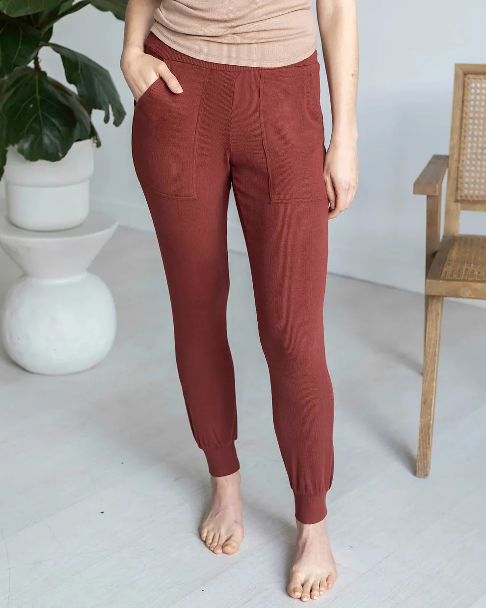 *NEW* Grace & Lace | Essential Ribbed Jogger Pants | Rust