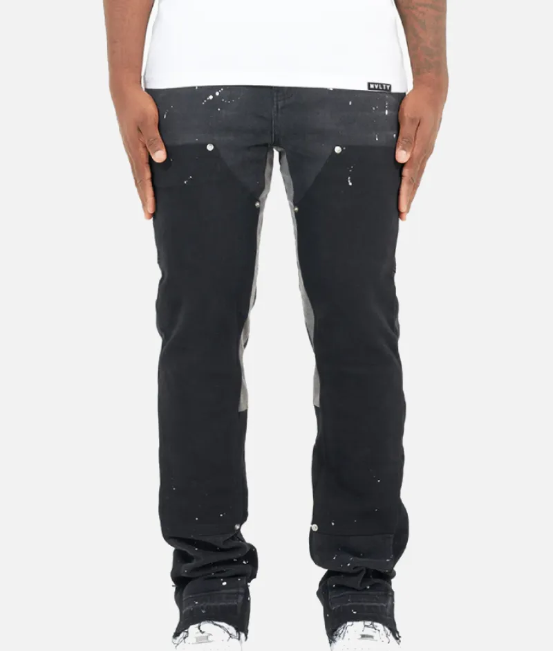 Nvlty Vintage Flare Carpenter Paint Jeans Black | 30% Off