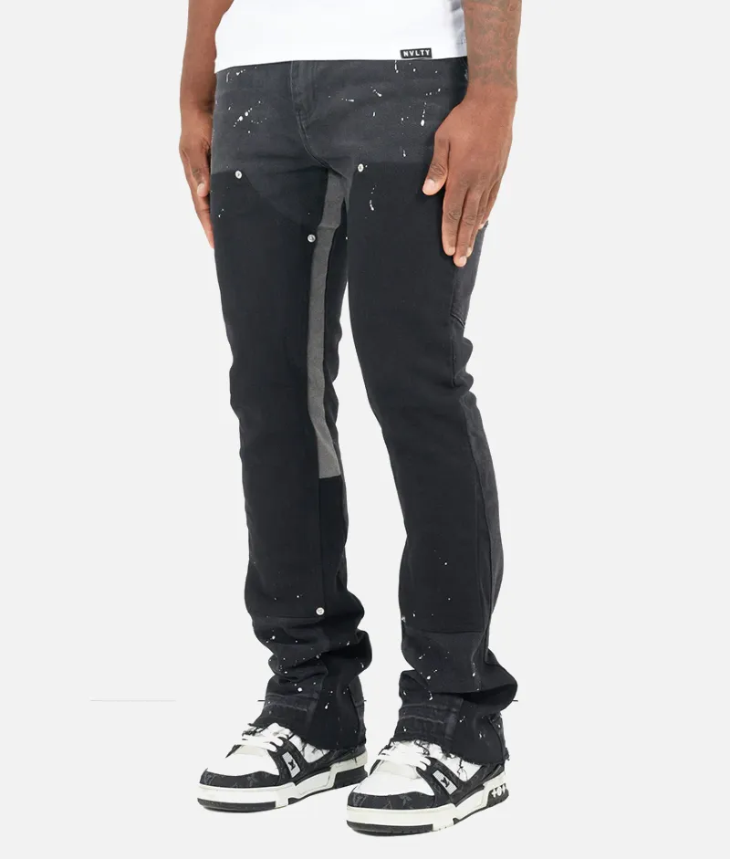 Nvlty Vintage Flare Carpenter Paint Jeans Black | 30% Off