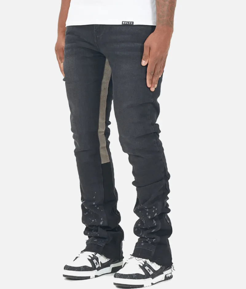 Nvlty Vintage Flare Paint Jeans Black | 30% Off