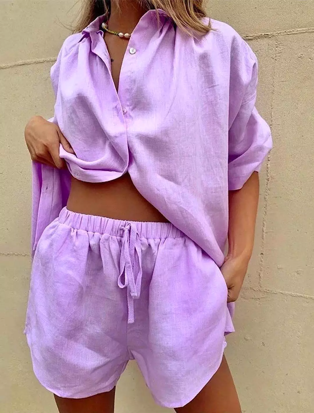 Oversized Shirt And Matching Shorts Set