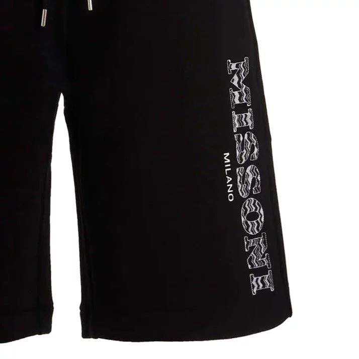 PALM ANGELS Zig Zag Cotton Shorts Black