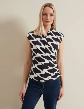 Phase Eight Women's Printed V-Neck Wrap Top - 14 - Navy Mix, Navy Mix