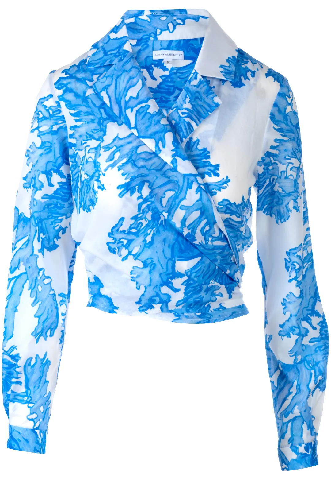 Phoebe Cotton Wrap Top in Blue Coral