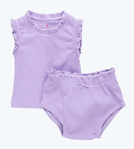 Pink Chicken - Ruffle Rib Set - Viola Purple