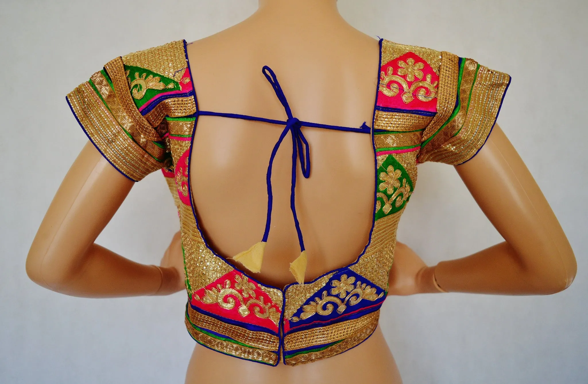 Pink Gold Embroidered readymade blouse / choli Top