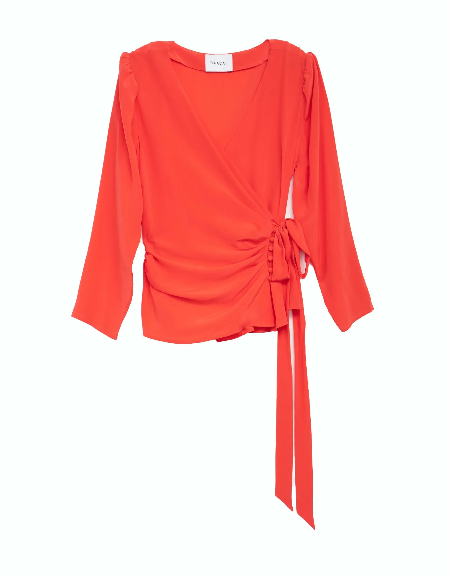 Portman Wrap Tie Top in Coral