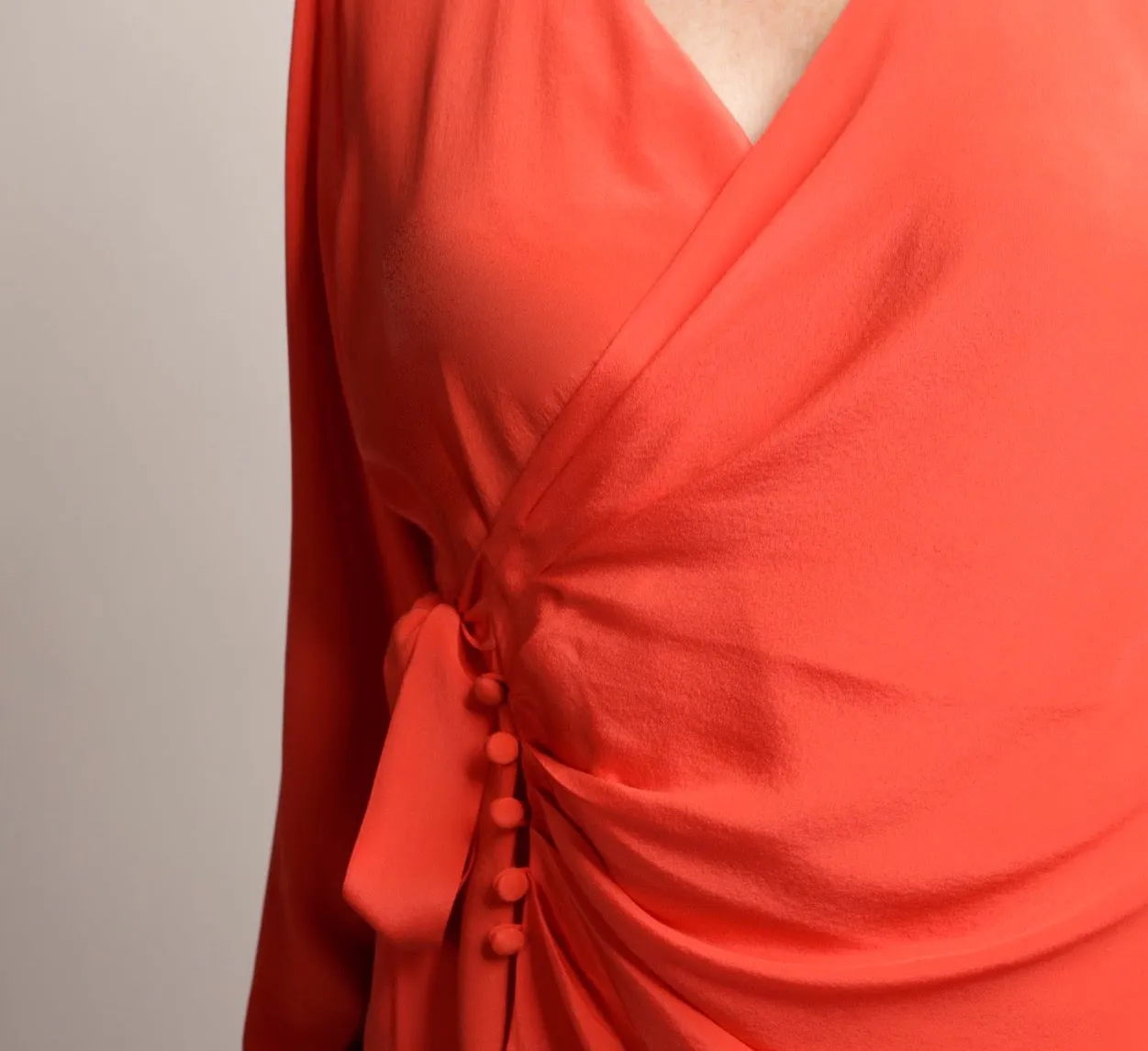 Portman Wrap Tie Top in Coral