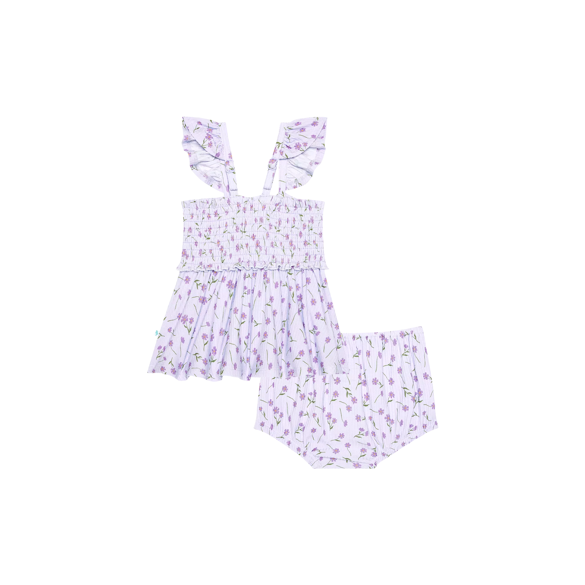 Posh Peanut - Jeanette - Smocked Flutter Sleeve Babydoll & Bloomer Set