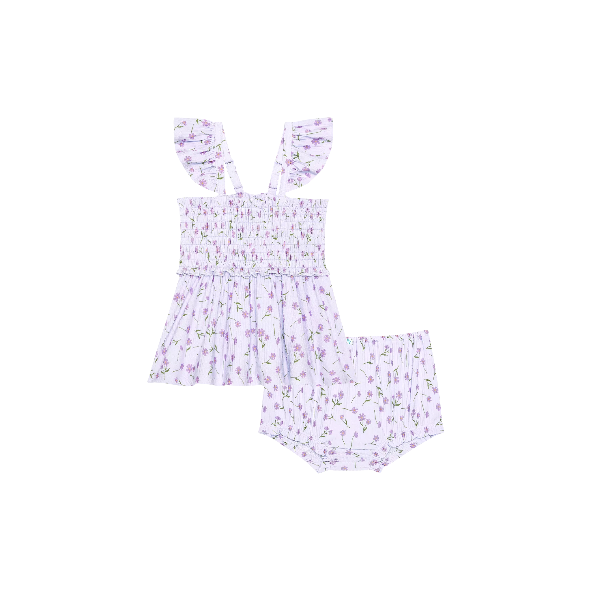 Posh Peanut - Jeanette - Smocked Flutter Sleeve Babydoll & Bloomer Set