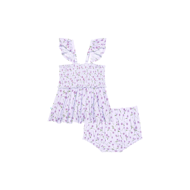 Posh Peanut - Jeanette - Smocked Flutter Sleeve Babydoll & Bloomer Set